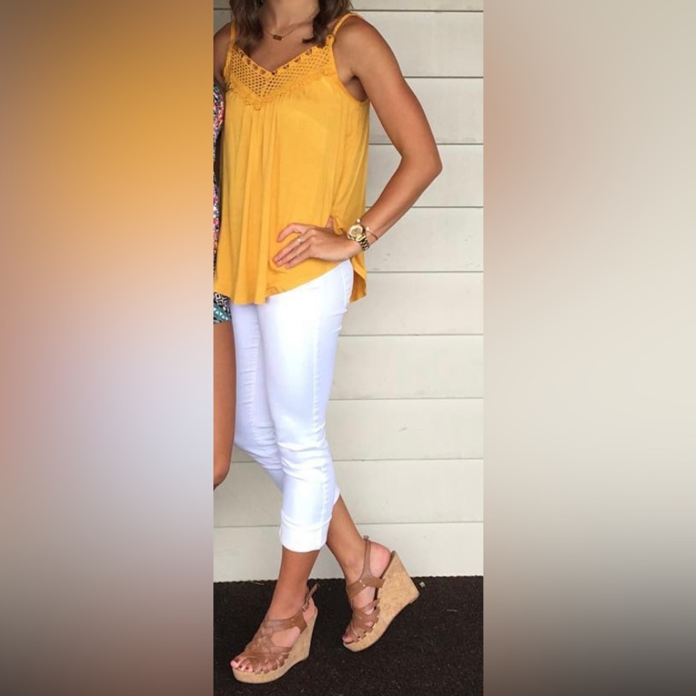 Yellow Detailed Tank with Braided Straps
